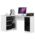 Computer desk corner B20 LEFT White, Black Gloss 155x85x77 cm order